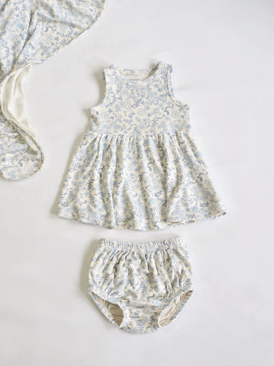 Blue Calico Floral Tank Dress & Bloomer - The Cross Decor & Design