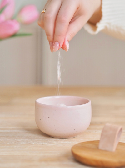 Marshmallow Salt Cellar w/Oak Lid - The Cross Decor & Design