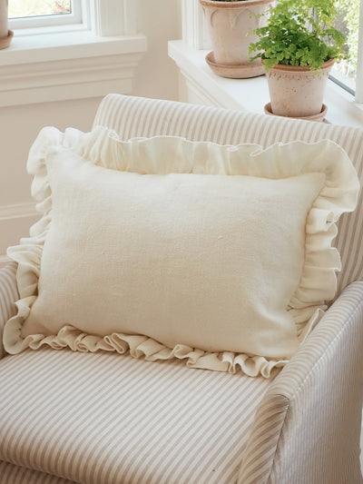 Anika Cream Ruffle Pillow - The Cross Decor & Design