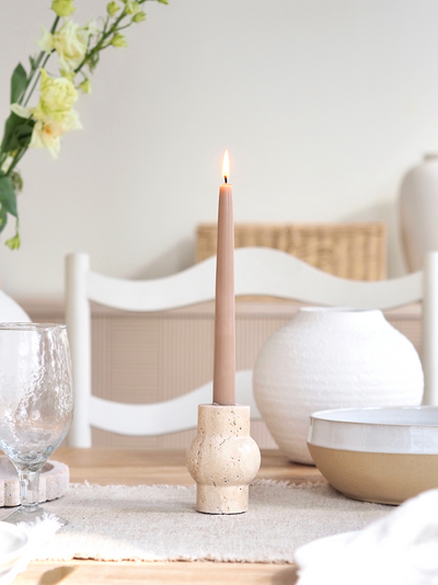Nora Travertine Taper Holder - The Cross Decor & Design