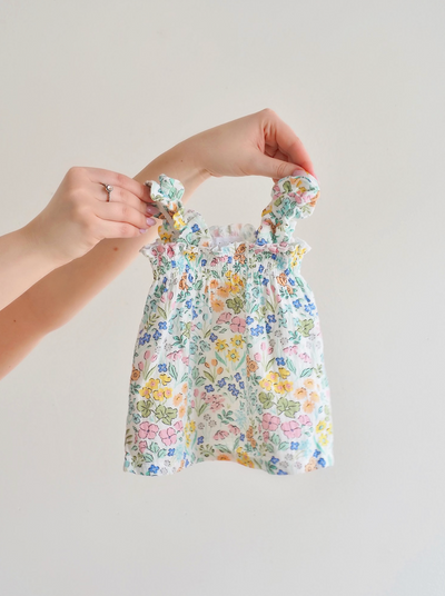 Samantha Floral Ruffly Strap Top & Bloomer Set - The Cross Decor & Design