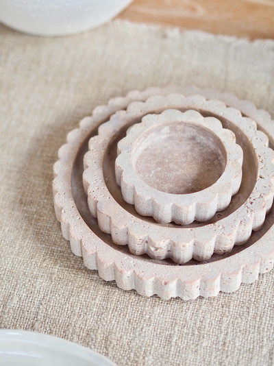Sahara Travertine Round Tray - The Cross Decor & Design