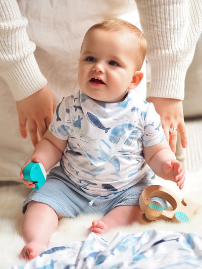 Blue Whales Bandana Bib - The Cross Decor & Design