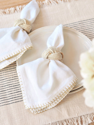 Luma Stitched White Napkin - The Cross Decor & Design