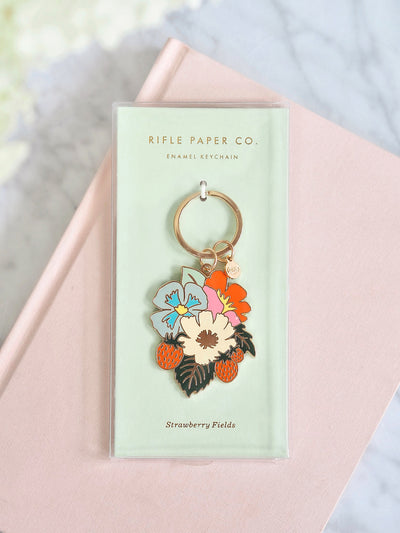 Strawberry Fields Enamel Keychain - The Cross Decor & Design
