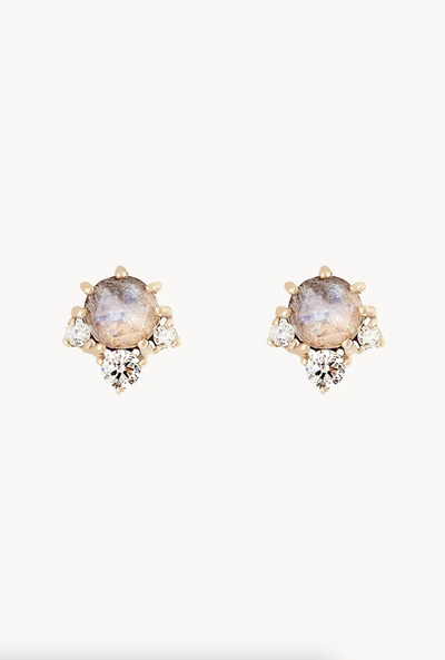 Full Moon Glow Diamond Moonstone Earrings