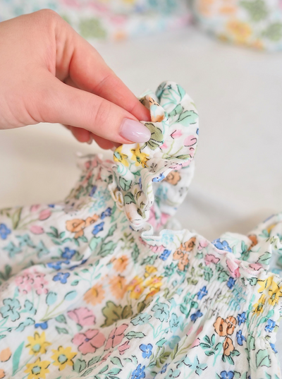 Samantha Floral Ruffly Strap Top & Bloomer Set - The Cross Decor & Design