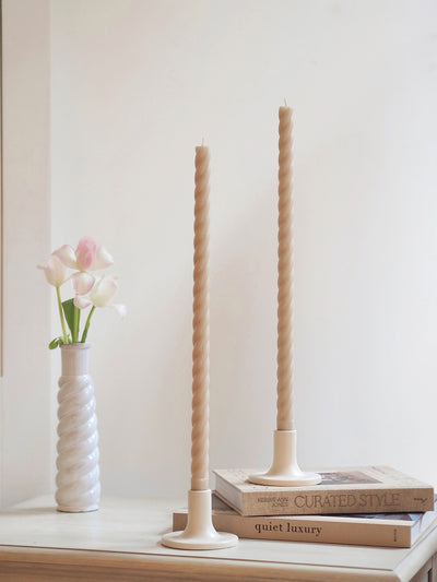 Rope Twist Parchment Taper Candle Set | 18"