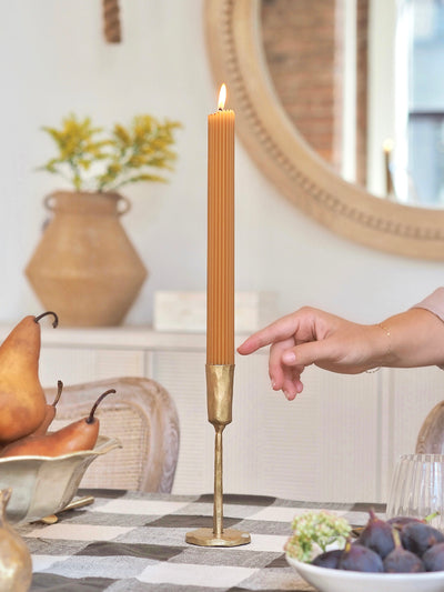 Ribbed Miel Taper Candle Set | 10" - The Cross Decor & Design