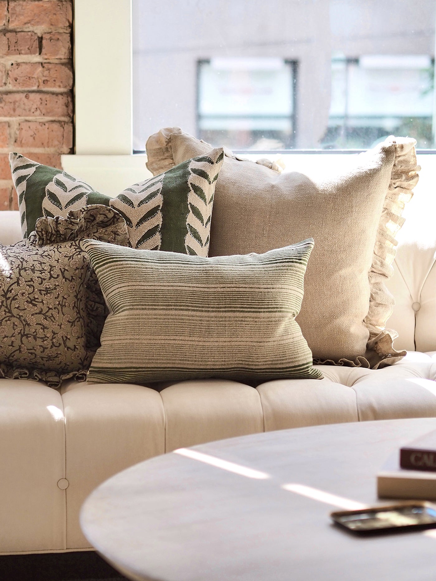 Stripes Shades of Olive Pillow | 14x20 - The Cross Decor & Design