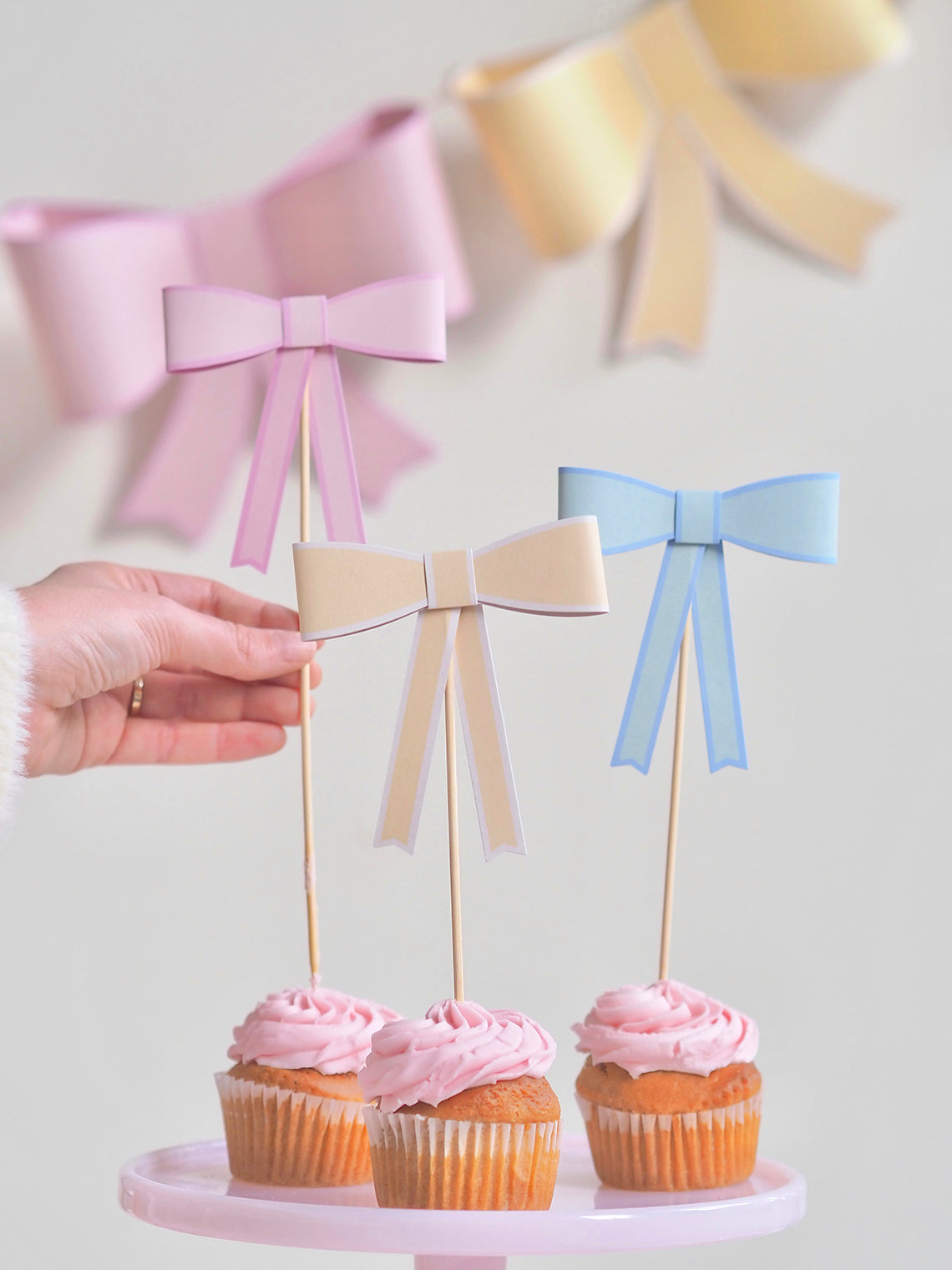 Pastel Bow Cake Toppers
