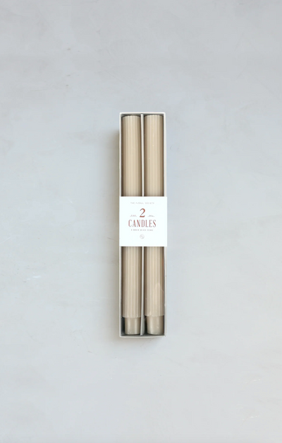 Ribbed Parchment Taper Candle Set | 10" - The Cross Decor & Design