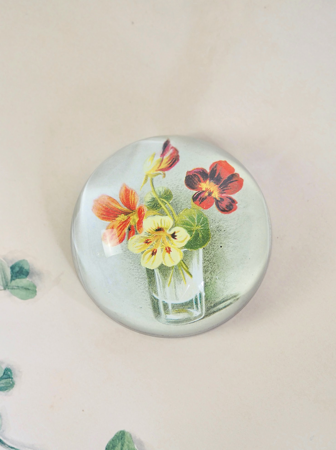 Glass of Nasturtium Dome Paperweight - The Cross Decor & Design