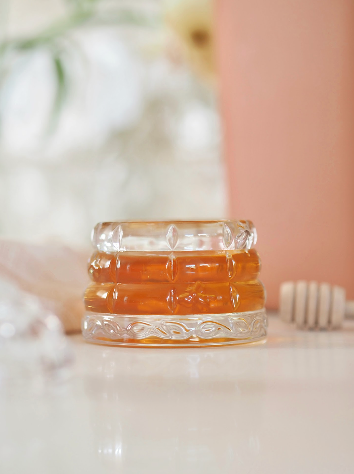 Glass Beehive Honey Pot w/ Dipper