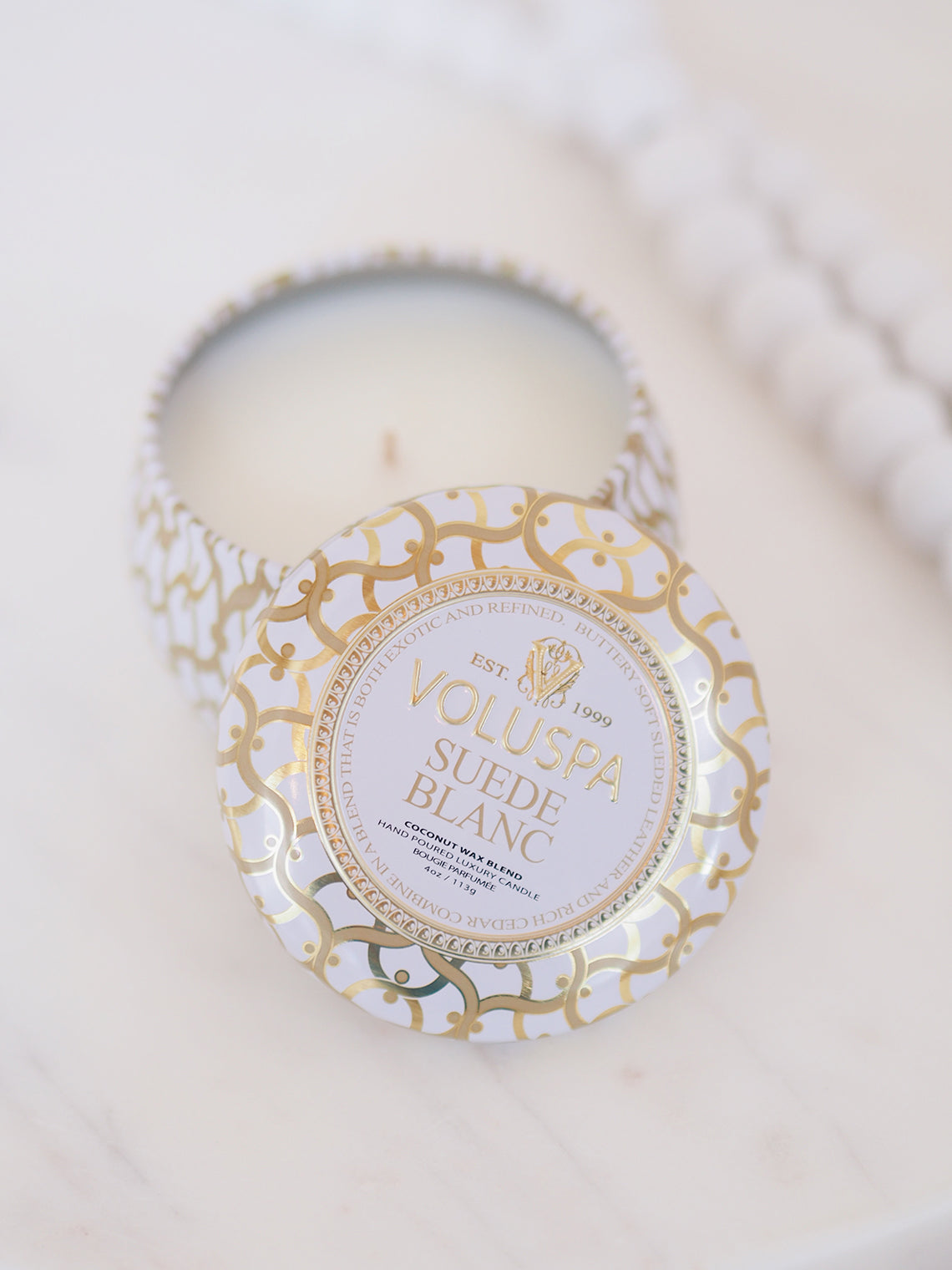 Suede Blanc Mini Tin Candle - The Cross Decor & Design