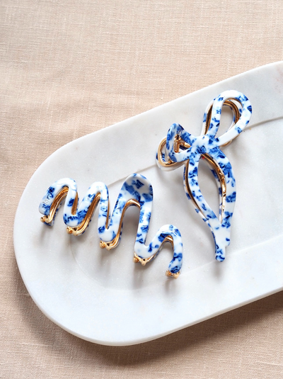 Sabrina Coastal Marbled Blue Claw Clip - The Cross Decor & Design