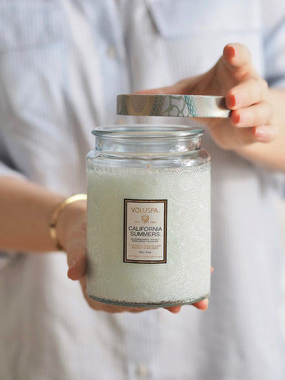 California Summers Embossed Glass Jar Candle | Large