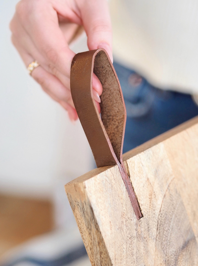 Cheyenne Cheese Board w/ Leather Handle - The Cross Decor & Design