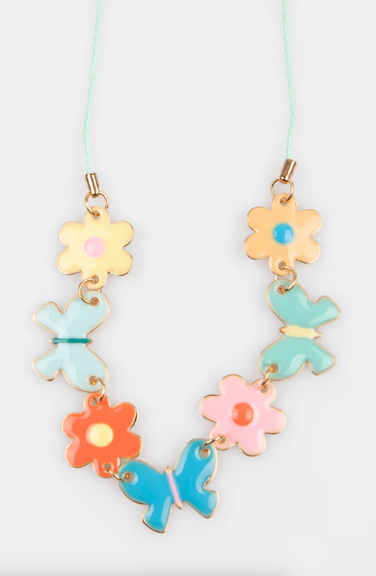 Butterflies & Flowers Enamel Charm Necklace - The Cross Decor & Design