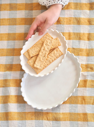 Nova Scalloped Oval Plate - The Cross Decor & Design