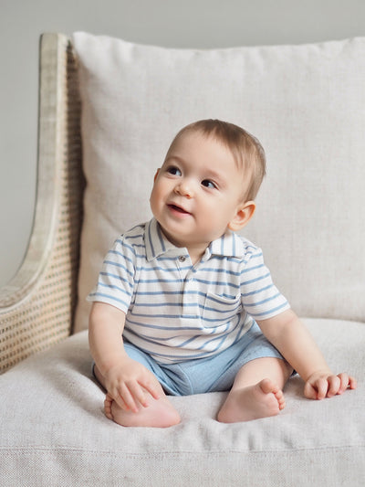 Dusty Blue Polo Shirt And Short