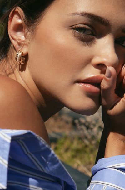 Triplette Pavé Hoops - The Cross Decor & Design