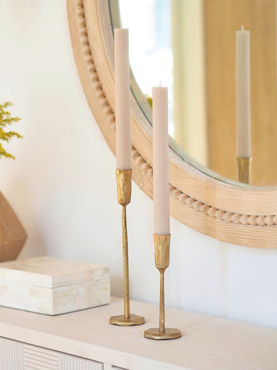 Ribbed Parchment Taper Candle Set | 10" - The Cross Decor & Design