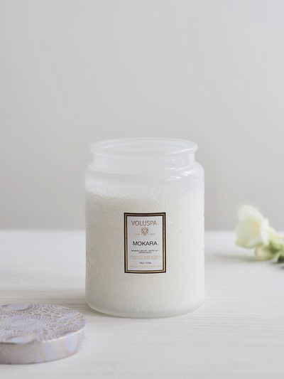 Mokara Embossed Glass Jar Candle | Large