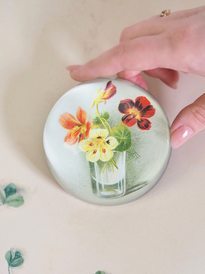 Glass of Nasturtium Dome Paperweight - The Cross Decor & Design