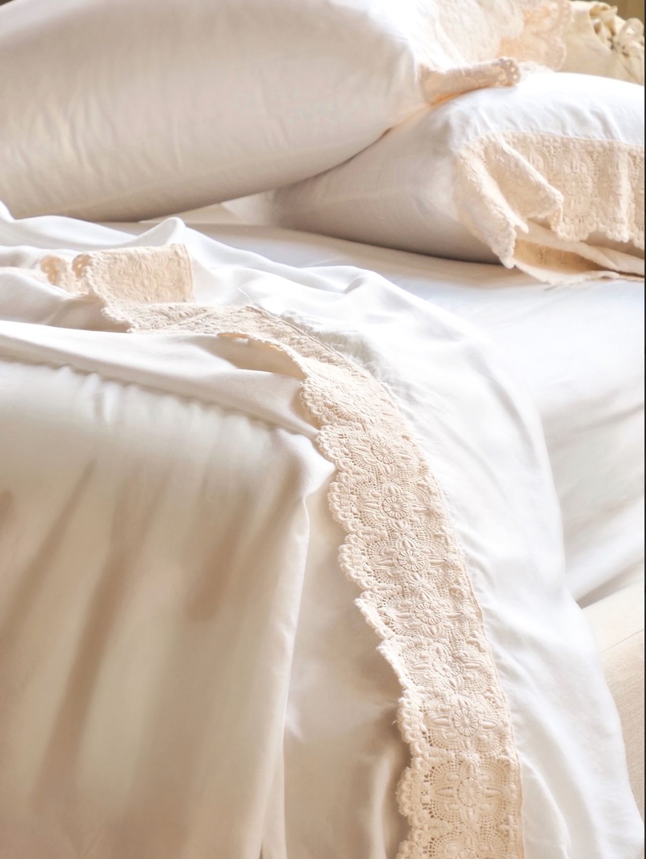 Madera Luxe White Donella Lace Bedding - The Cross Decor & Design