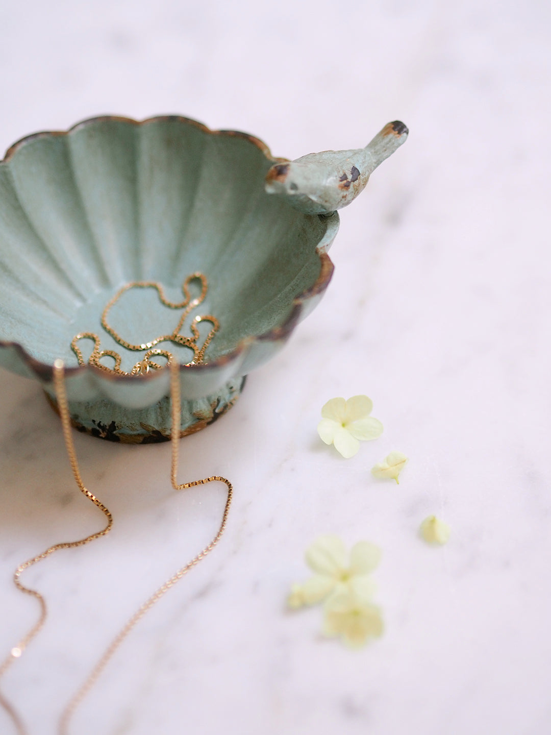 Decorative Sage Pewter Bowl with Bird