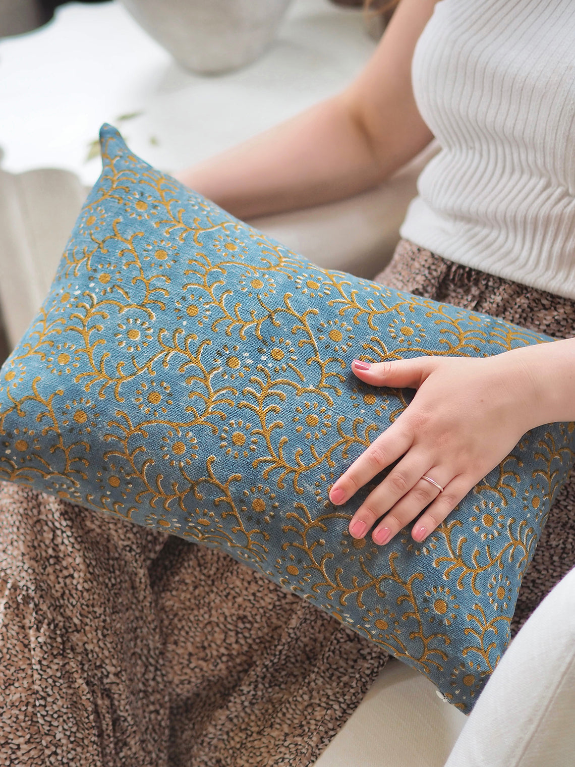 Kochin Teal Mustard Pillow | 14x20