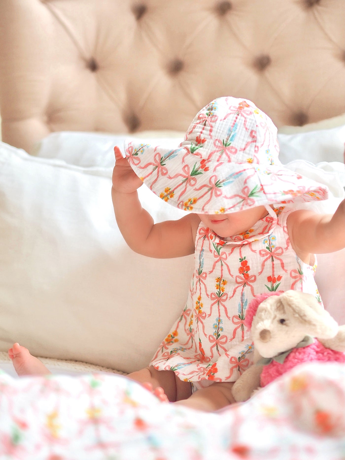 Ribbon Bouquets Wide Brim Sunhat