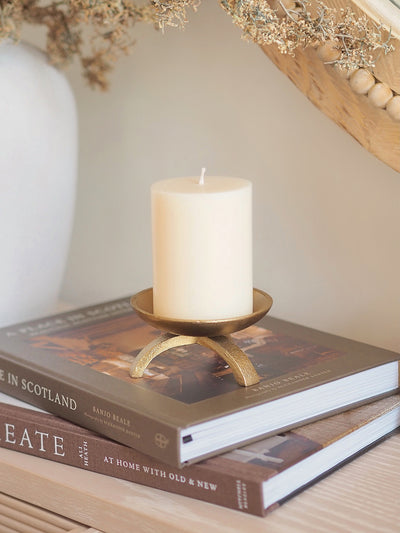 Brass Tripod Pillar Candle Holder
