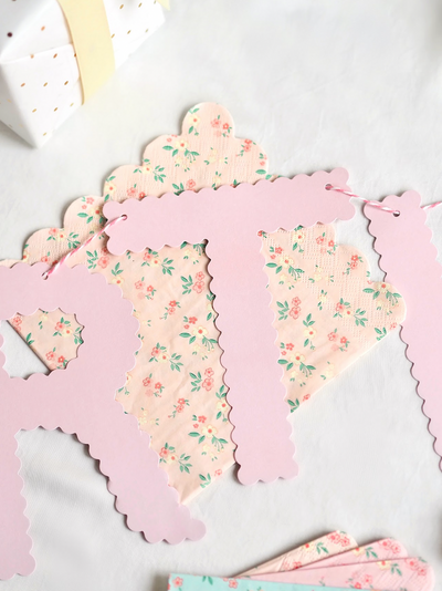 Pink Scallop Happy Birthday Garland - The Cross Decor & Design