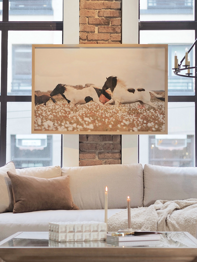 Wildflower Stallions Wood Frame | 47.5" x 31.5" - The Cross Decor & Design