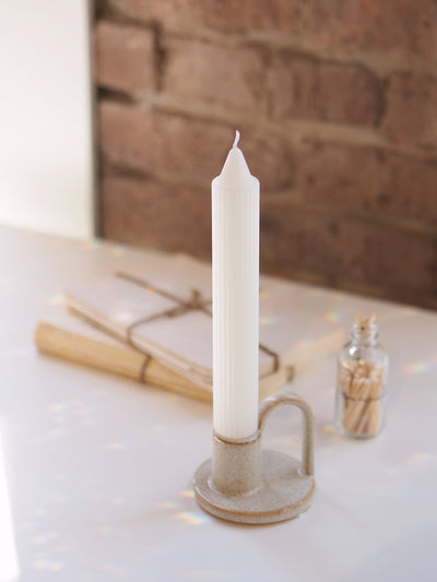 White Grecian Taper Candle