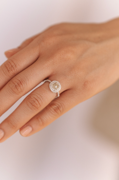OOAK Rustic Diamond Ring | 14K White Gold