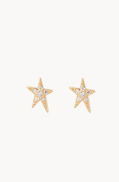 Diamond Guidance Star Studs | 14K Gold - The Cross Decor & Design