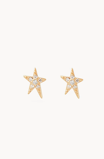 Diamond Guidance Star Studs | 14K Gold