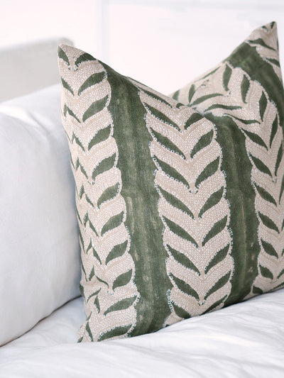Claire Olive Printed Pillow | 22x22