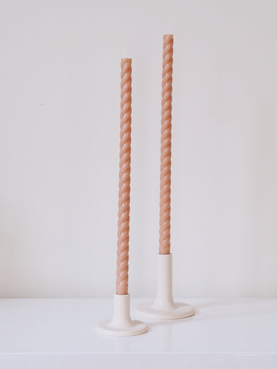 Rope Twist Blush Taper Candle Set | 18"