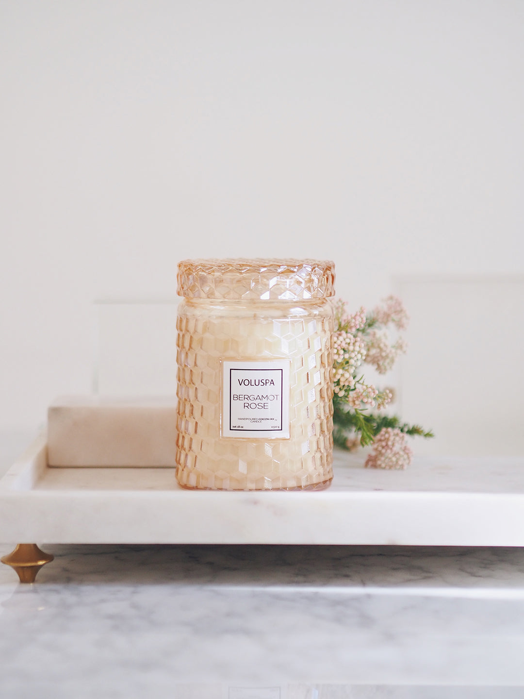 Bergamot Rose Glass Jar Candle | Large - The Cross Decor & Design