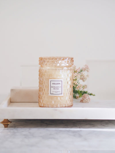Bergamot Rose Glass Jar Candle | Large - The Cross Decor & Design