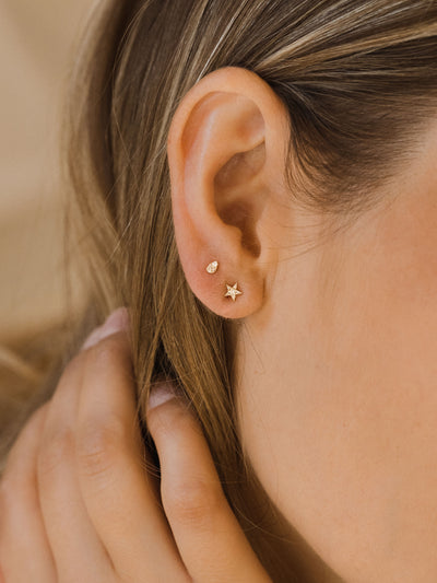 Diamond First Star Studs | 14K Gold - The Cross Decor & Design