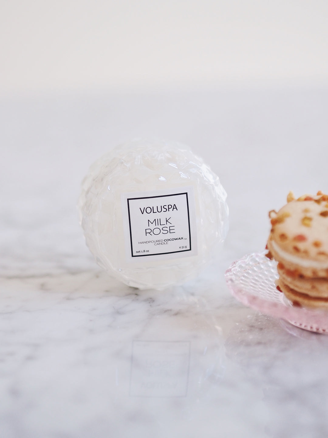 Milk Rose Macaron Candle