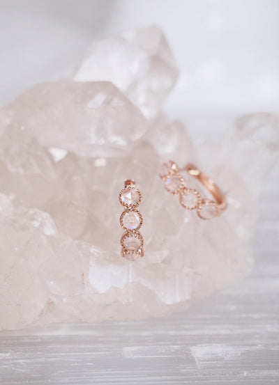 Zara Moonstone Earrings | 14K Rosegold - The Cross Decor & Design