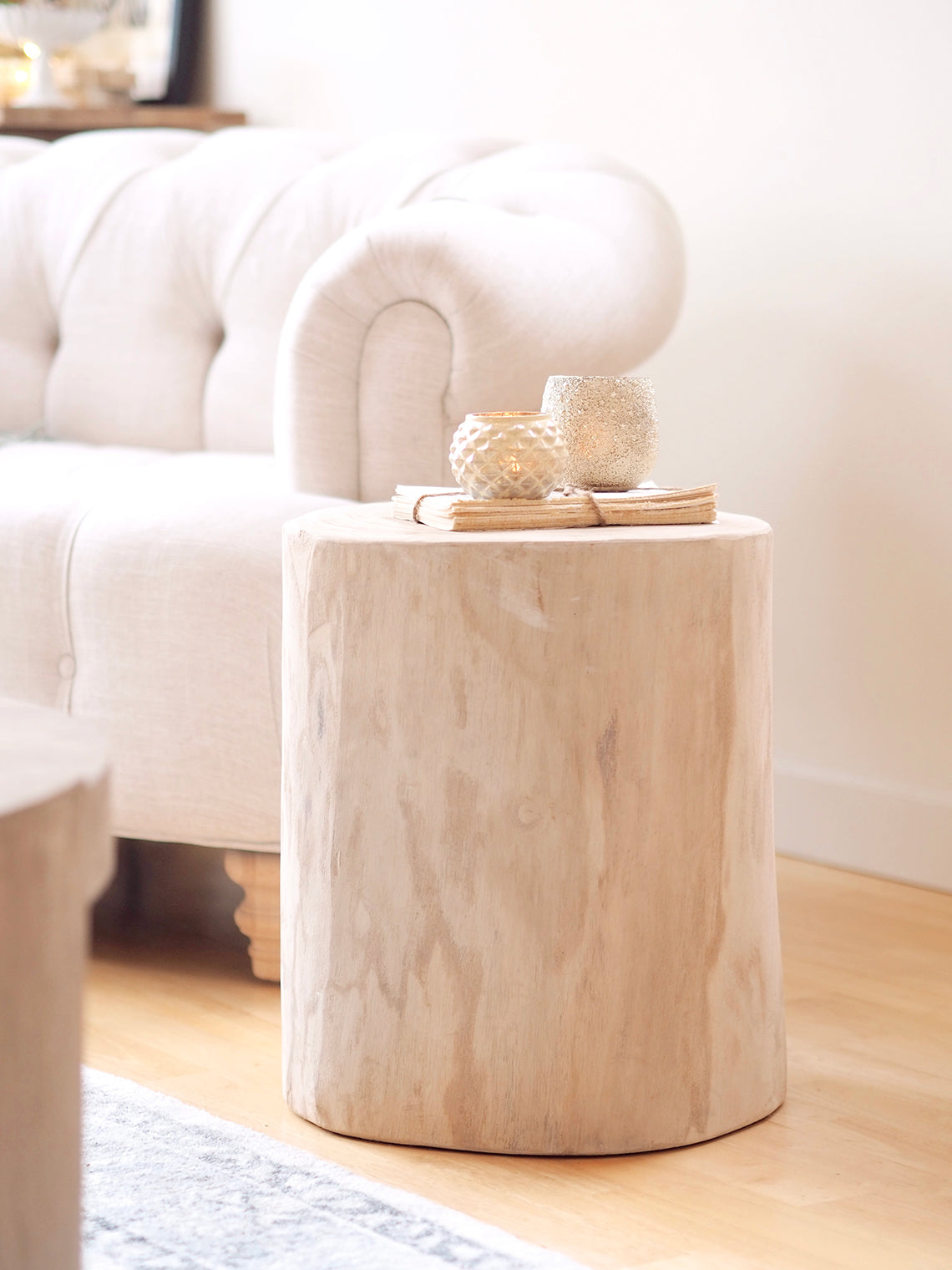 Timber stump outlet side table