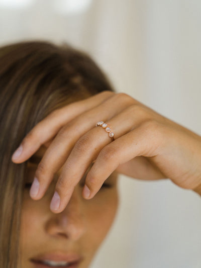 Zara Rainbow Moonstone Ring | 14k Gold - The Cross Decor & Design