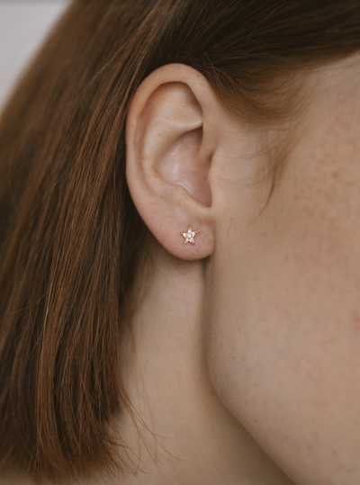 Diamond Guidance Star Studs | 14K Gold - The Cross Decor & Design